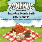 Booknic Reading Picnic, March 14th at 1pm, Deleon Plaza