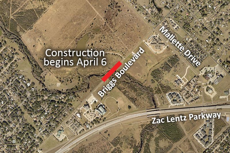 Map showing closure of Briggs Boulevard bridge between Mallette and the Loop