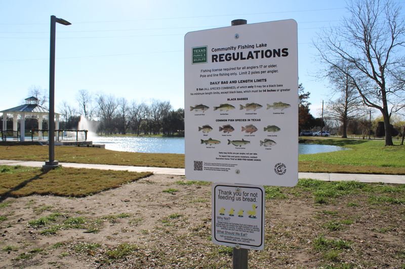 Fishing license required for all anglers 17 or older. Pole and line fishing only. 2 poles per angler